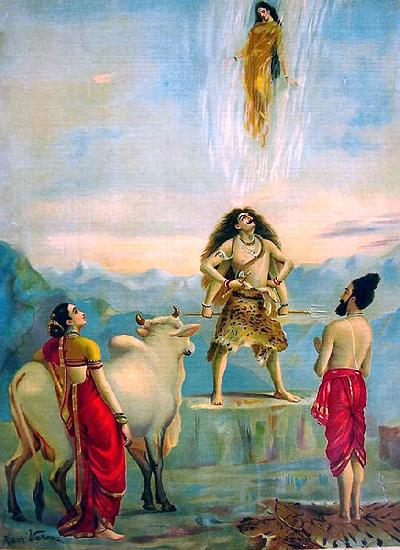 Raja Ravi Varma Ganga vatram or Descent of Ganga oil painting picture